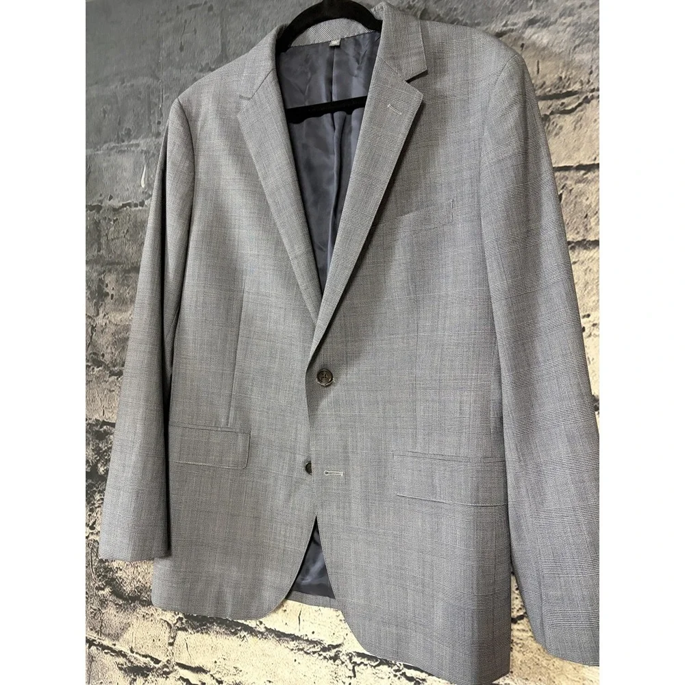 Bonobos Blazer Mens 40R Gray Check Marzotto Italian Wool Slim Fit 2 Button